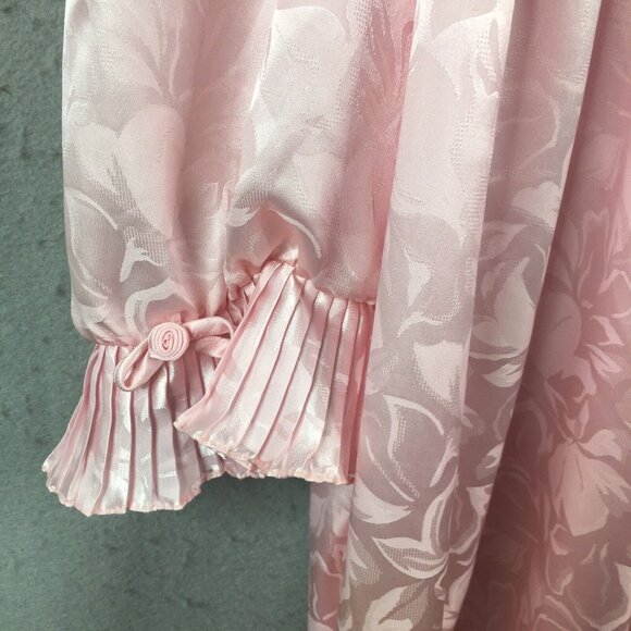 Vintage Christian Dior Robe Womens M Pink Maxi Embossed Romantic Victorian - Picture 16 of 16